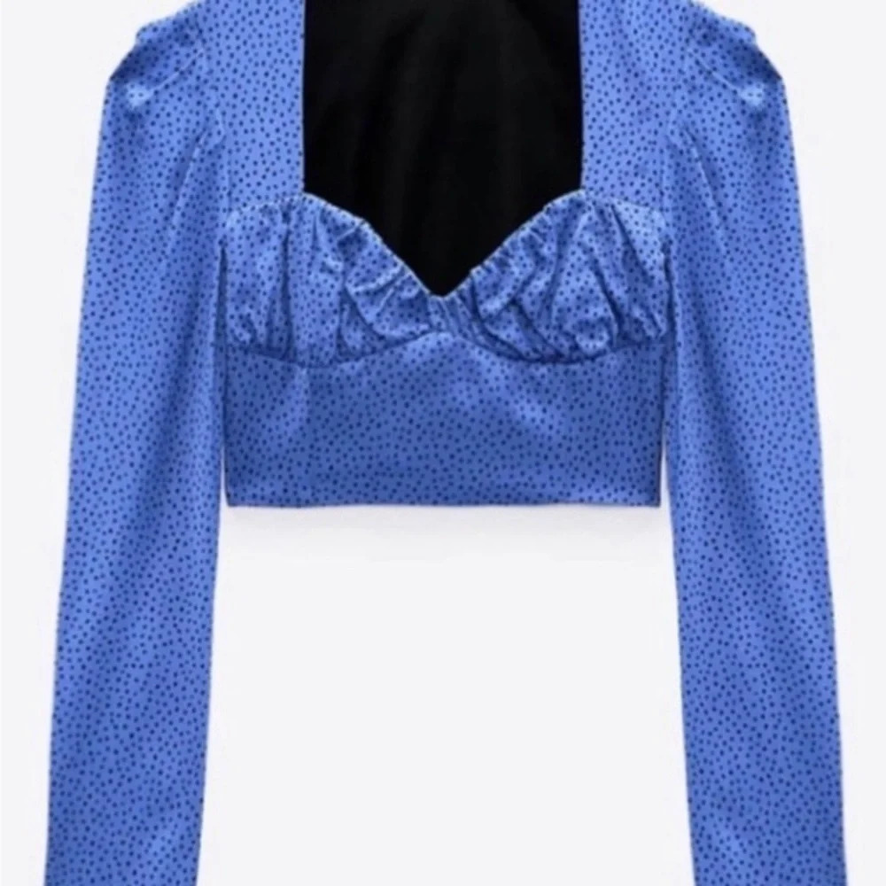 NWT Zara blue crop top blouse size M